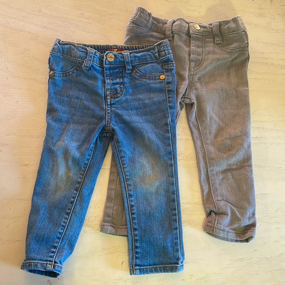 7 For All Mankind 2 Pairs of Skinny Jeans, Size 18 months